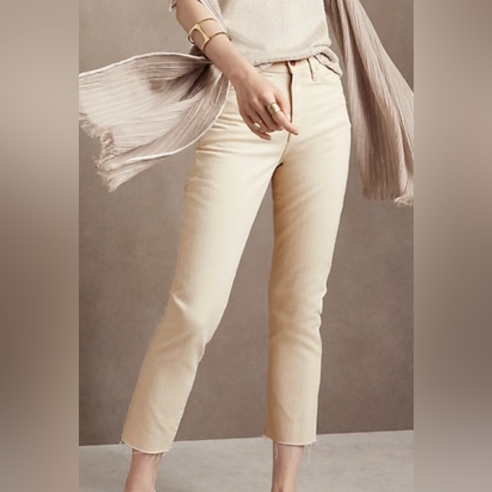 Banana‎ Republic Ecru White High Rise The Straight Ankle Jean Size 34